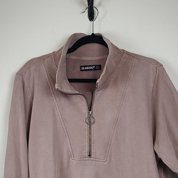 BlankNYC Quarter Zip Semi Cropped Long Sleeve Pull Over Top Size M - Picture 6 of 11